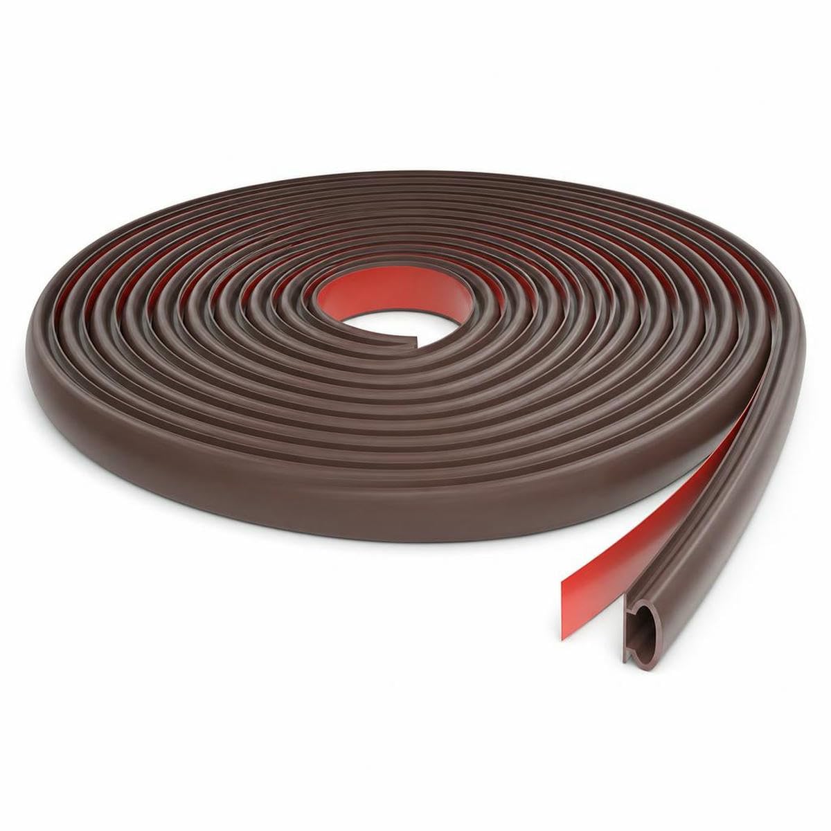 Jmgdj Brown 6M Soundproofing Weather Stripping Rubber D-Shape Door Seal Strip Windproof Self-Adhesive Door Frame Insulation Household