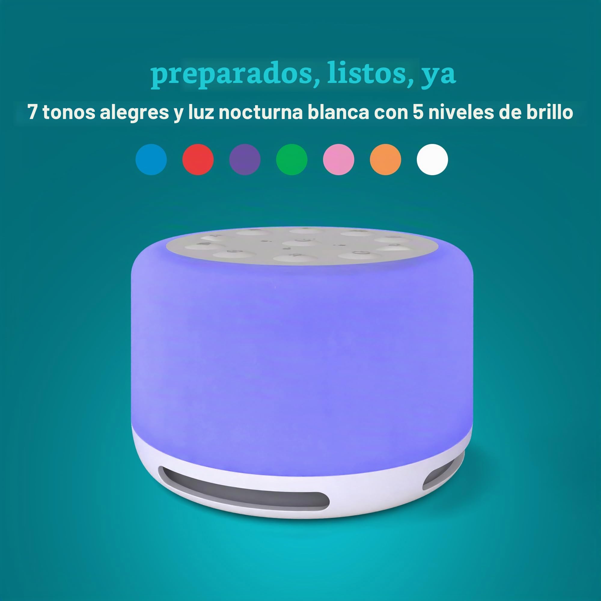Homedics Soundsleep Aura - Máquina de Ruido Blanco Portátil, Ayuda para el Sueño de Bebés y Niños Pequeños, 14 Sonidos Naturales y 7 Sonidos de Meditación - Luz Nocturna Blanca con 7 Colores