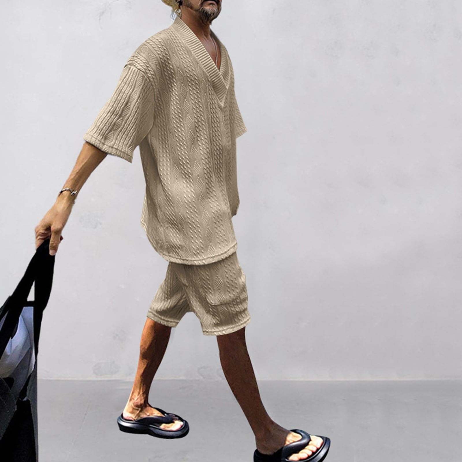Tuta da uomo per matrimonio, completo in due pezzi, da uomo, in tinta unita, a mezza manica e pantaloni, set sportivo, per adolescenti, tuta estiva da spiaggia, abbigliamento casual 2024, maglione con