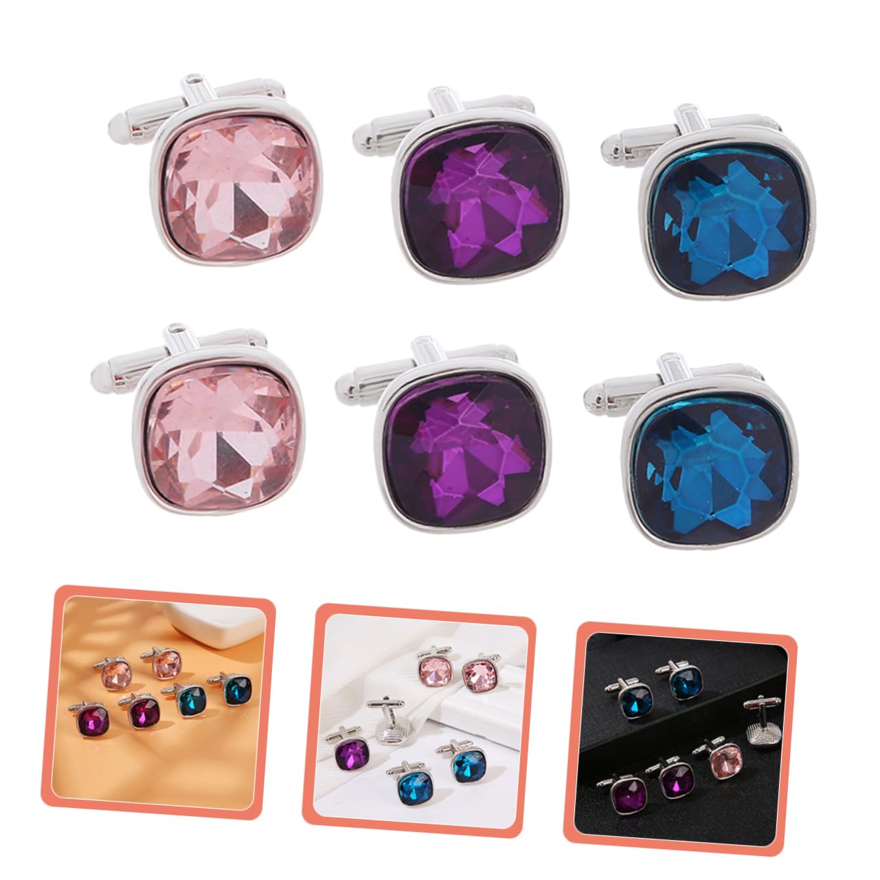 FRCOLOR Gemelos De De Cristal Acicalar A Él Marido De Bodas Negro Padre Botón De De Diario Renovable Camisa De Los Hombres Gemelos Taladro De Vidrio
