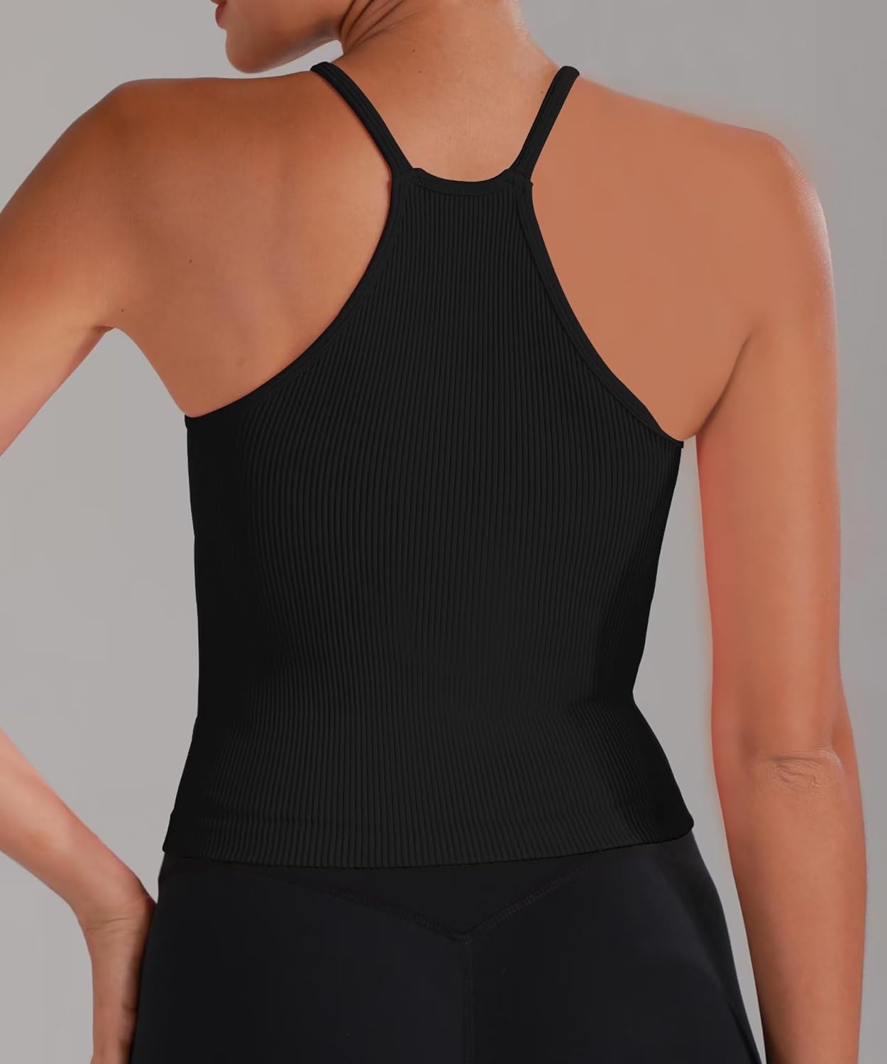 Sunzel Free to Be Tank, Crop Ribbed Tank Tops Seamless Racerback Camisoles No pad Camis Cropped Workout Gym Yoga Brami
