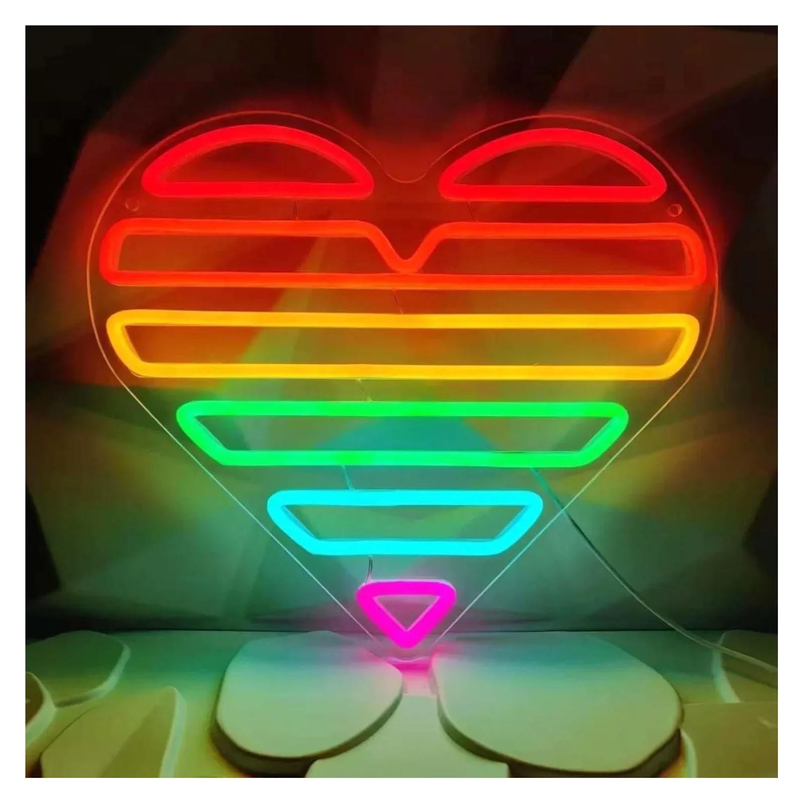 LEMST Signs Lamp Rainbow Heart Neon Sign for Wall Decor Neon Lights for Home Bedroom Decor Neon Light Signs for Party KTV Bar Decor Kids 35x30.5cm