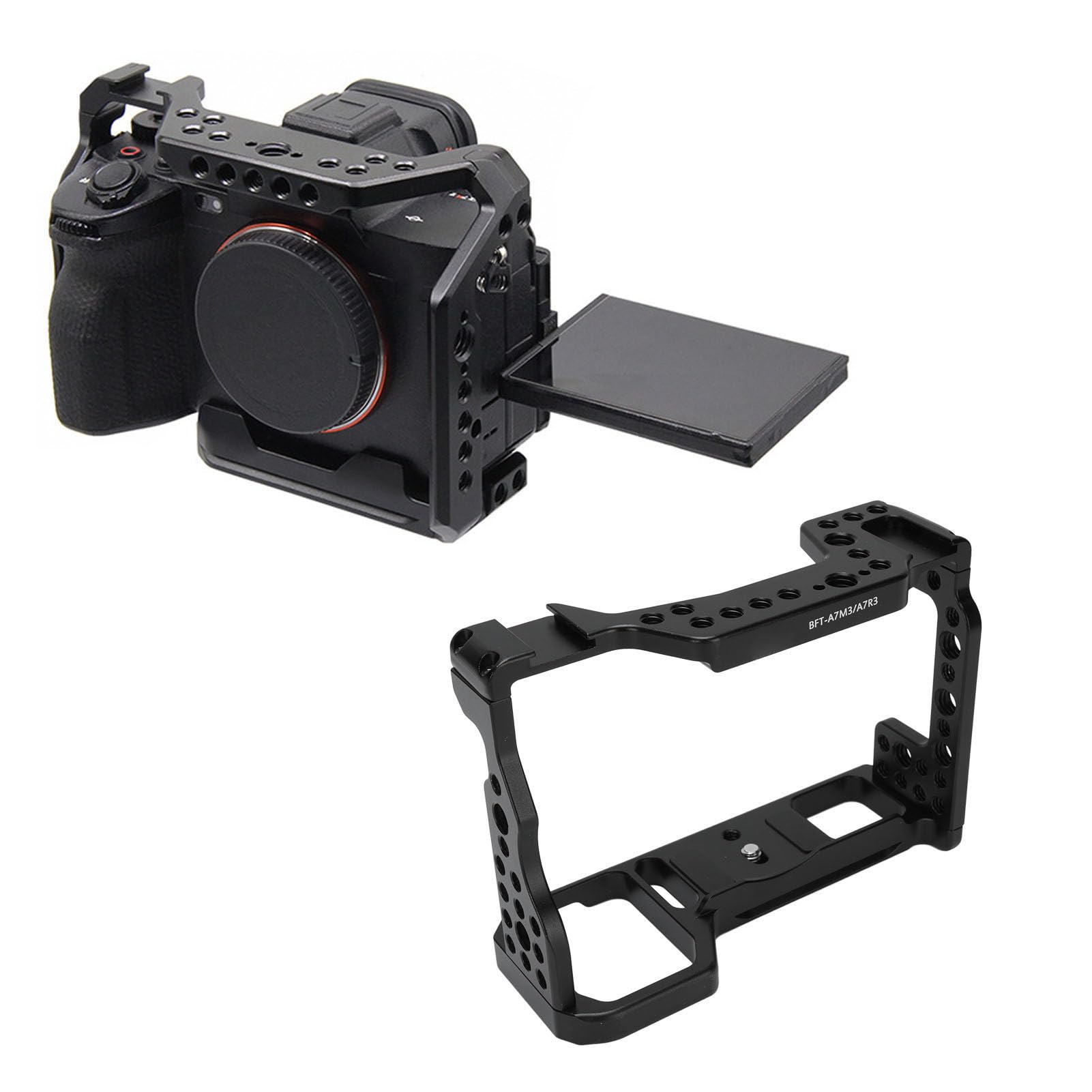 Generic Gabbia per Fotocamera per Produzione Video per A7M3 A7R3 Piastra a Sgancio Rapido Scivolo Scorrevole Rig per Fotocamera per Creatori di Contenuti In Lega di Alluminio