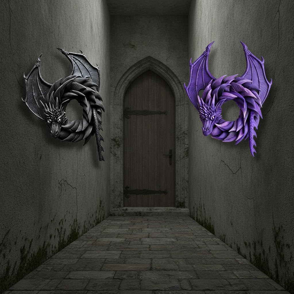 Corona Dragón para Pared, Morado, 12 cm