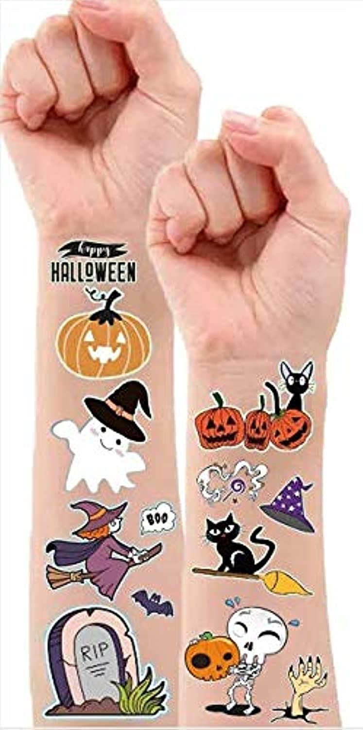 N/P 10 Sheets Luminous Halloween Temporary Tattoos for Kids, Glow Decorations Birthday Party Favors Supplies, Fake Tattoos Goodie Bag Fillers Games Accessories for Party