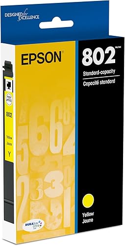 Epson T802520 T802 DURABrite cartuchos de tinta de capacidad estándar, ultra color, Amarillo