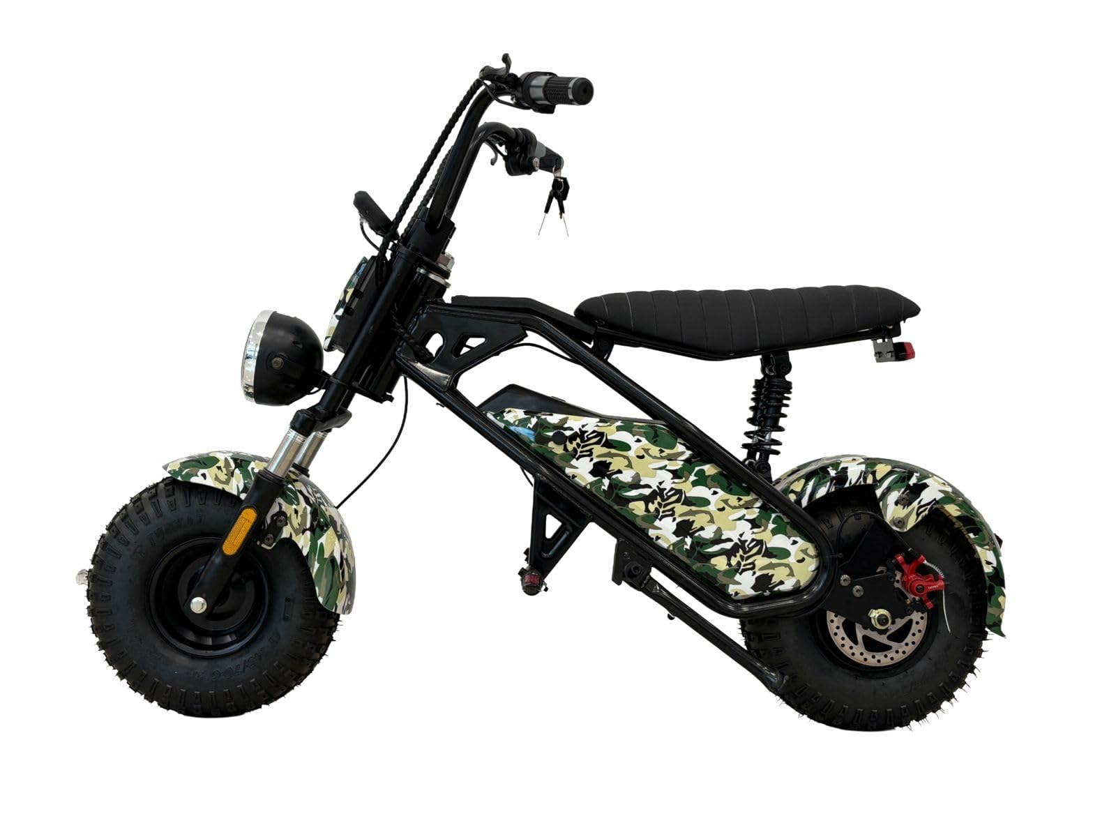 VLRA Electric Mini Dirt Bike, Camouflage and Black, Off-Road Style, Fat Tire Design, LED Headlight, Folding Handlebars 60 speed