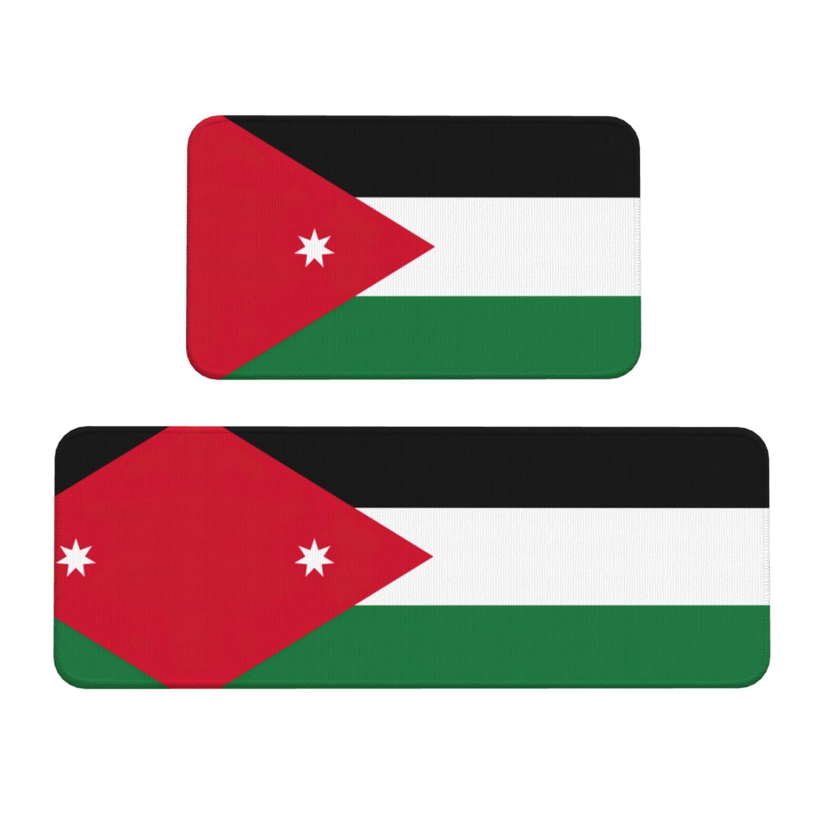 Tapis de cuisine antidérapants drapeau jordanien lot de 2 pour sol de bureau