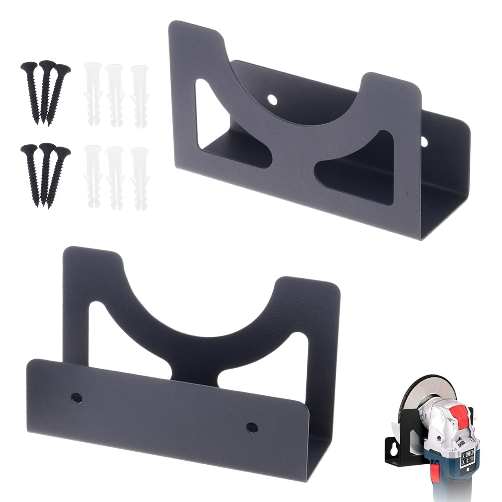 Piceioep 2pcs Quick Install Grinder Holder Wall Mount Space Saving for Garage Workshop Wall Mount Rack