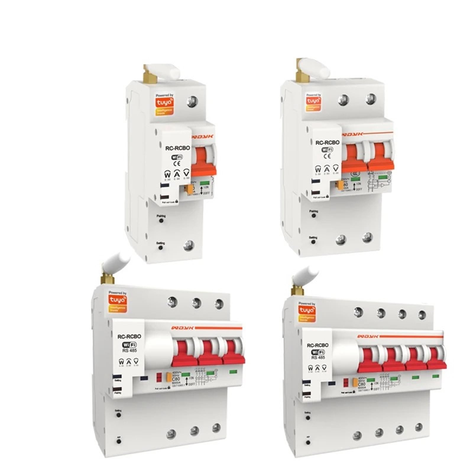 Jjhqokyna 50A 4P Two Phase Electrical Circuit Breaker Energy Power Consumption Kwh Meter Wattmeter Din Rail(50A)