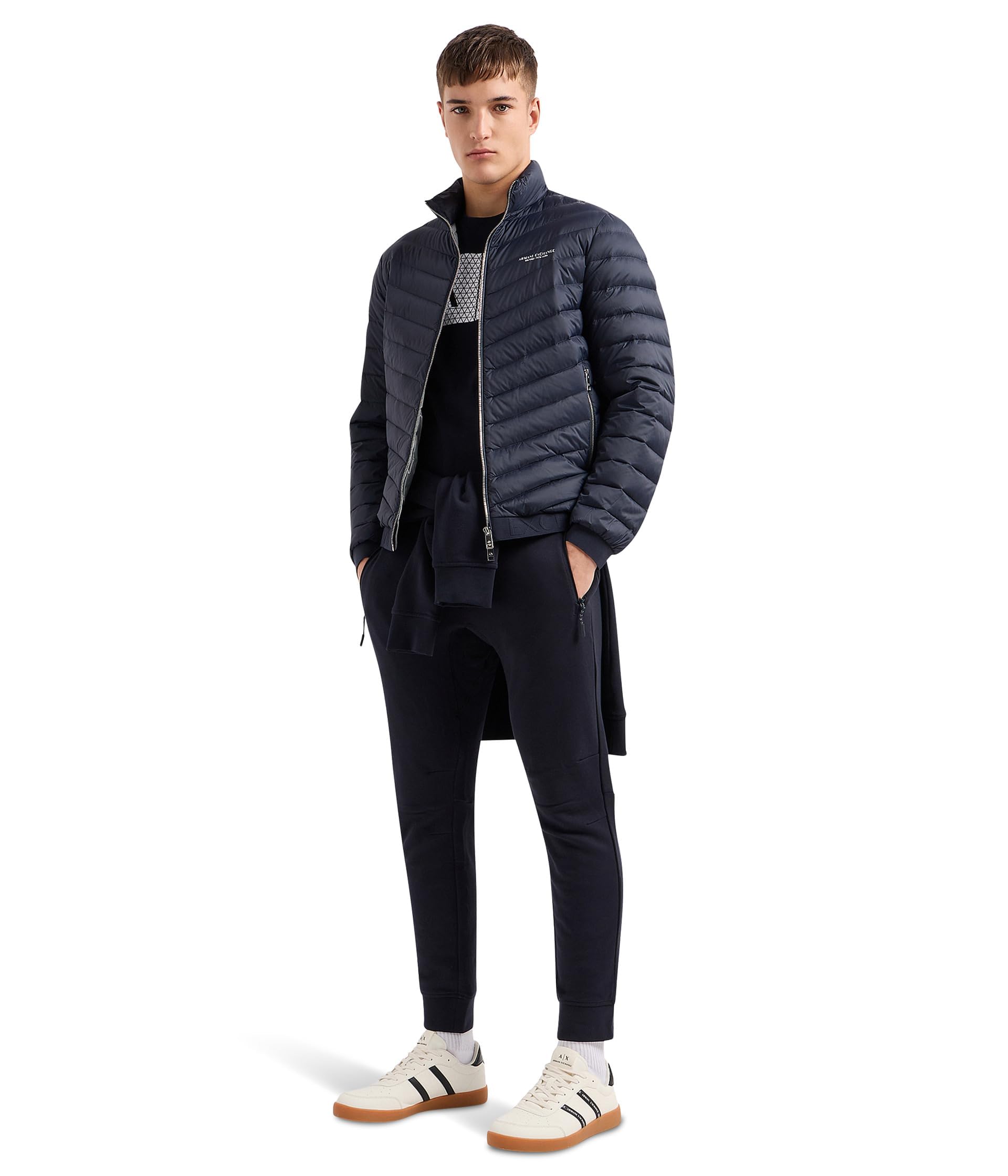 Armani Exchange Mens Milano New York Cotton French Terry Jogger Pants