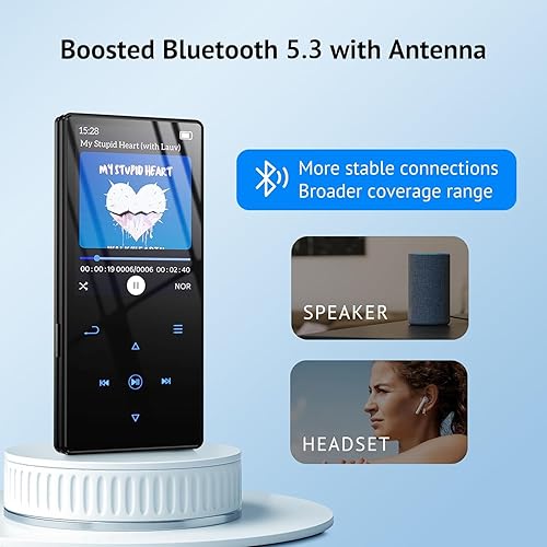 Miniatura 2 de Reproductor MP3 de 64 GB con Bluetooth mejorado (sin Wi-Fi), reproductor de música con altavoz HD, pantalla de 2.4 pulgadas, botones táctiles,