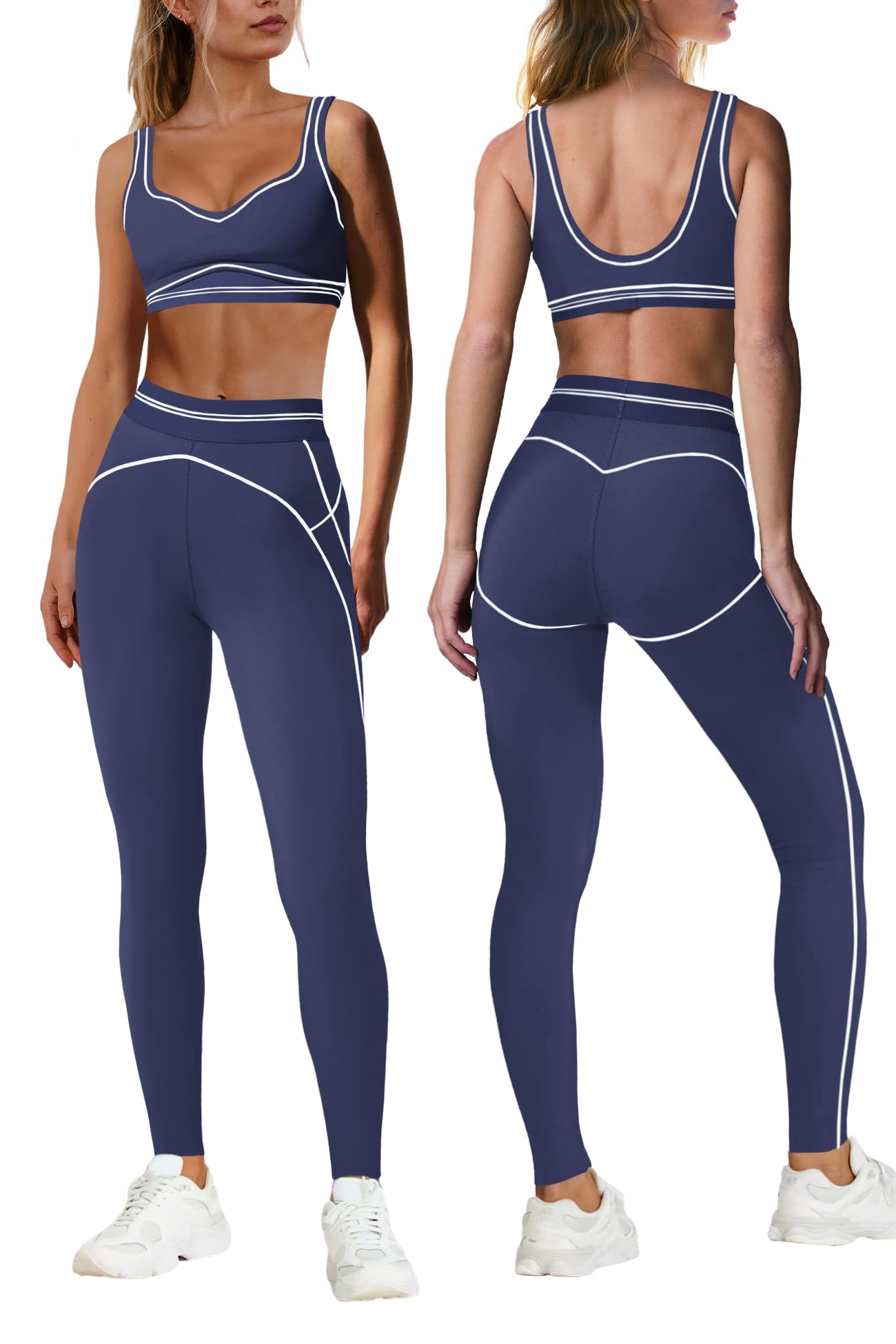 Nirovien Womens 2 Piece Workout Sets Pilates Outfits Yoga
