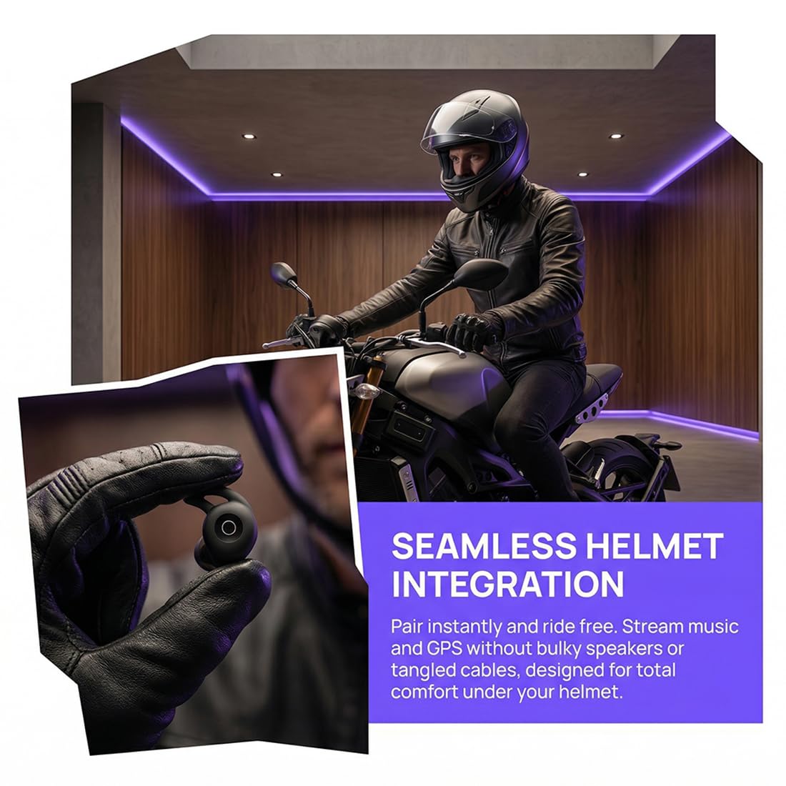 Auricolari Bluetooth Moto, 28H di Riproduzione Auricolari Wireless (#B*2) | Progettati Per Il Massimo Comfort Con Il Casco, Auricolaris Bluetooth IPX7 Con Cancellazione Del Rumore, In Morbido Silicone