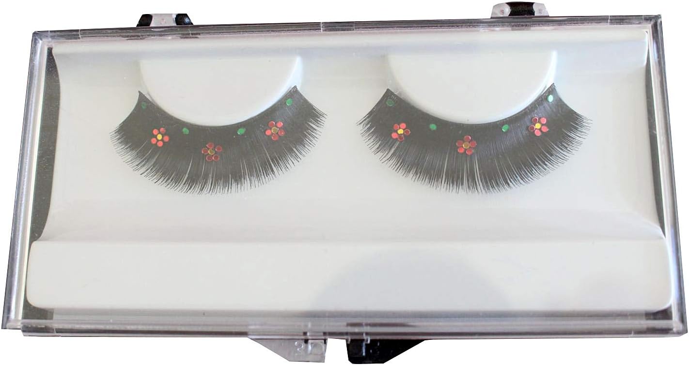 Eye Lash set Flowers Red on Black L