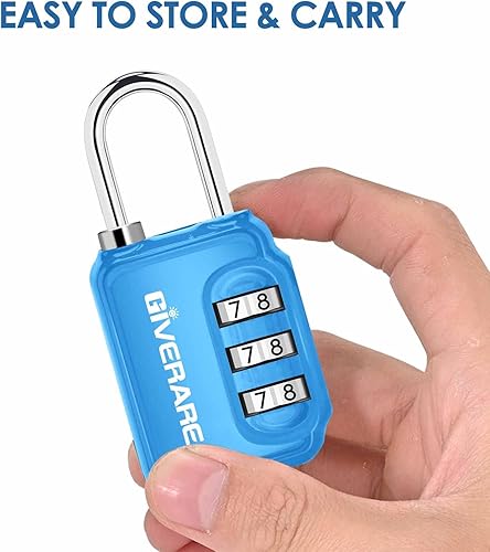 Miniatura 3 de GIVERARE Paquete de 2 cerraduras de combinación, candado de 3 dígitos sin llave, cerraduras de equipaje reiniciables para mochila, gimnasio, escuela