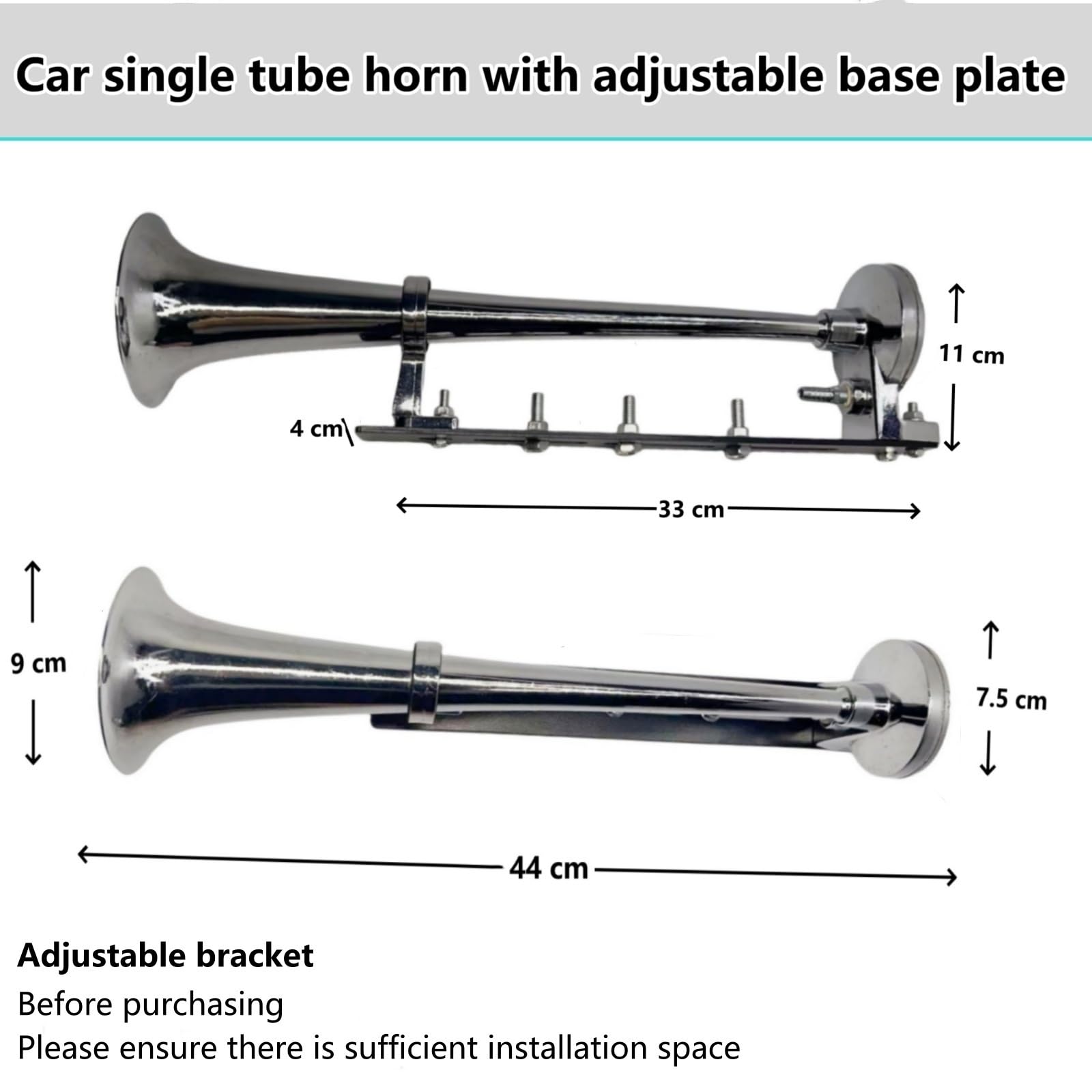 Clacson auto Clacson camion Clacson nave Air horn 150db corno d'aria argento Accessori regolabili per l'installazione Tromba d'aria in zinco cromato Car horn per 12V camion barca ect