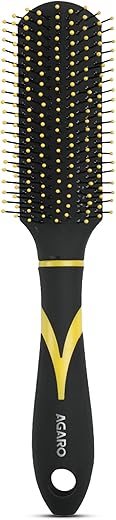 AGARO Breeze Flat Hair Brush with Strong & flexible nylon bristles, having Anti static ball tips, For Grooming, Volumising & Back Brushing, ideal…