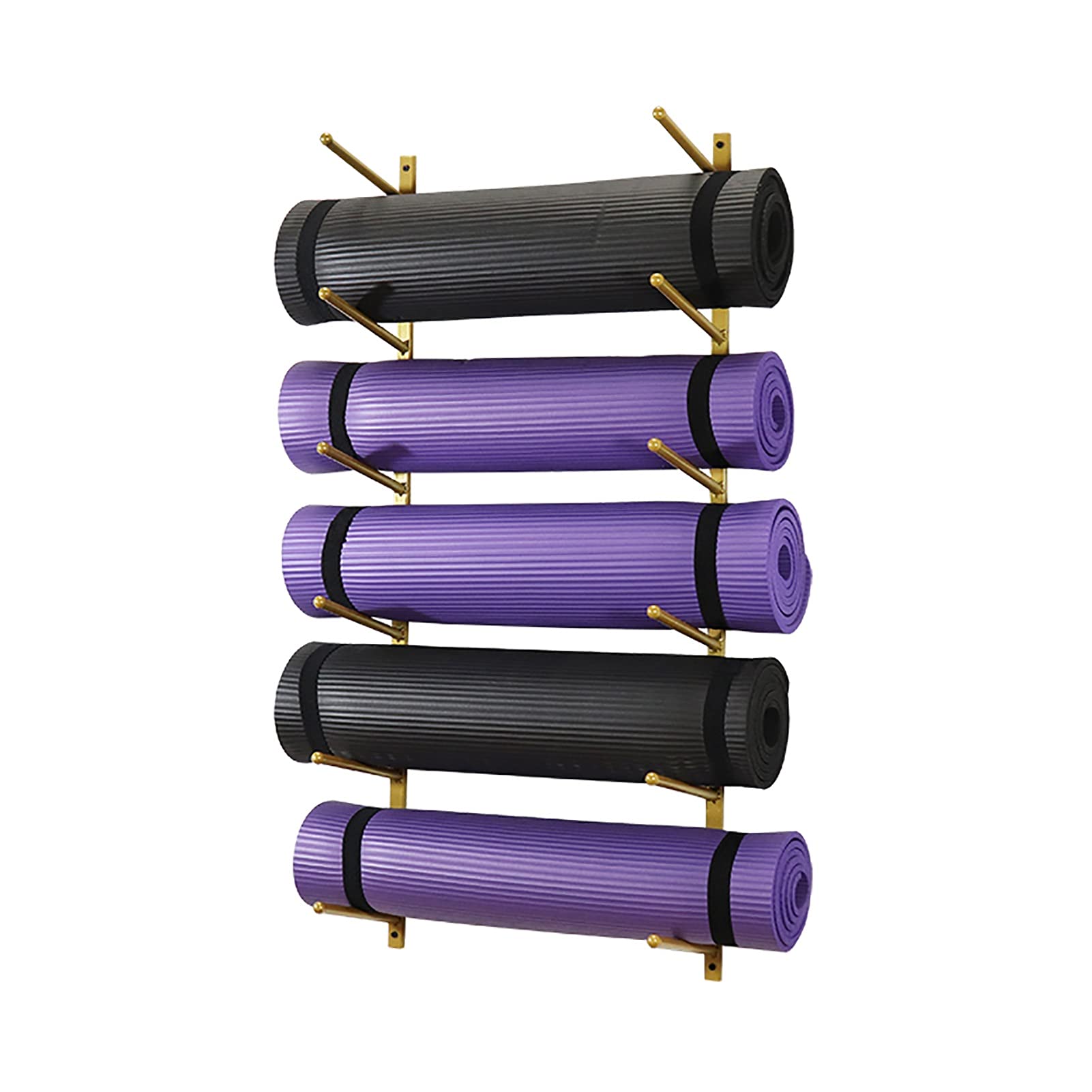 Estante para Esterilla de Yoga, Soporte de Pared, Organizador de Rodillos de Espuma de Metal de 6 Niveles, Soporte de exhibición para Garaje, gimnasi(Oro