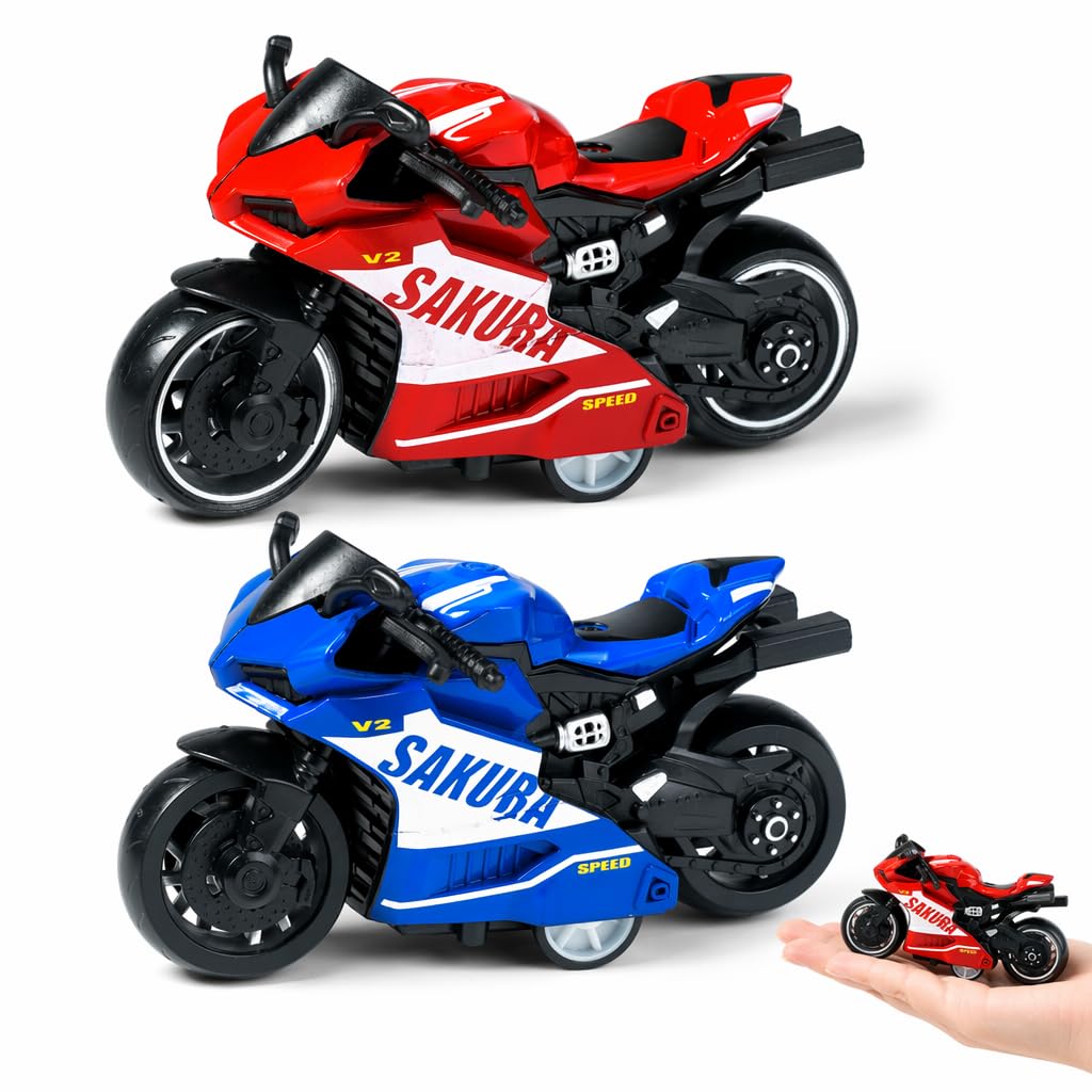 2 PCS Motorbike Toy, Pull‑Back Toy Motorbike for Collectible Entertainment