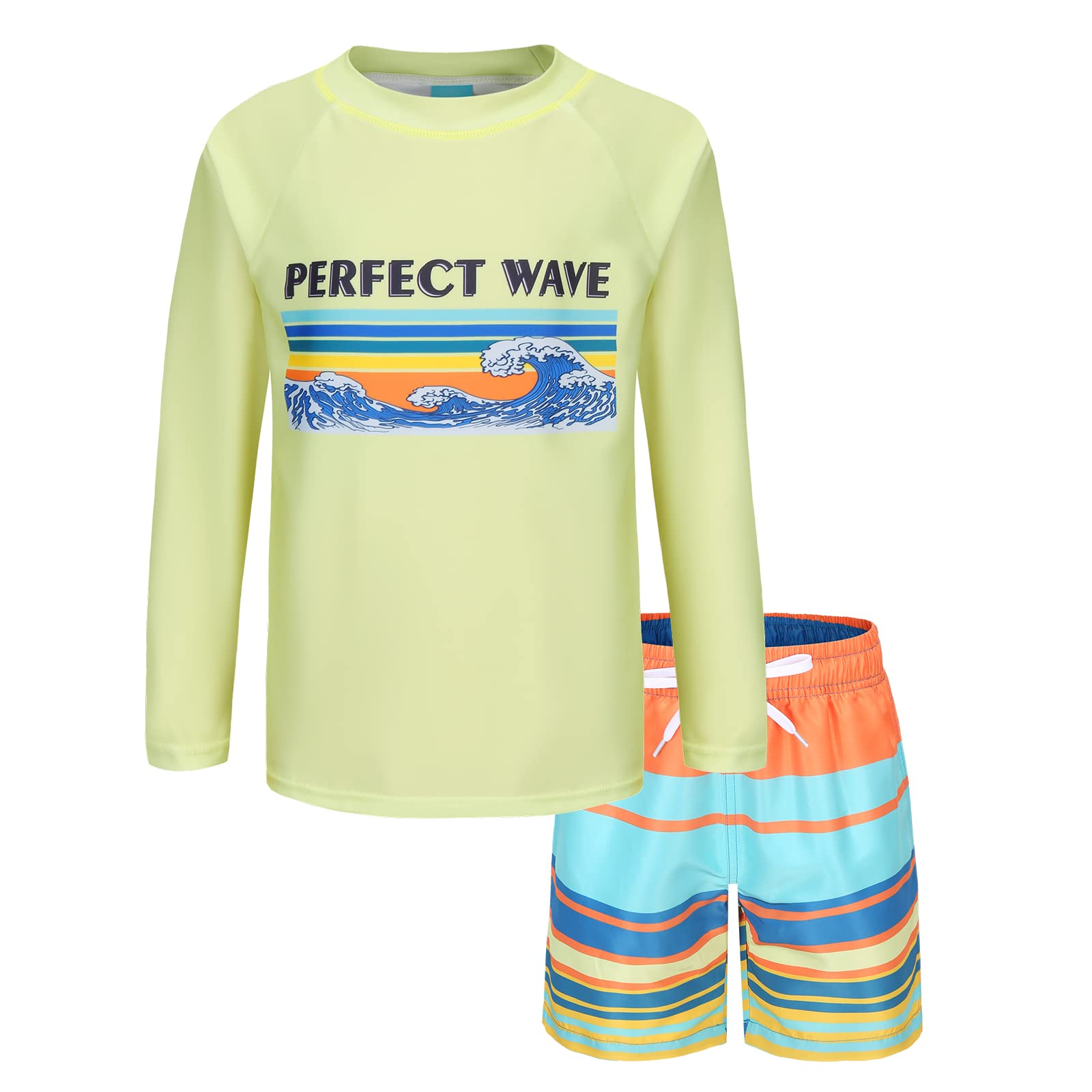 HowJoJoKids Rash Guard Set Boys Long Sleeve Swim Trunks and Swim Shirt Sets Two Piece Swimsuits