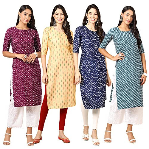 Image of Pinkmint Women's Crepe Digital Print Straight Kurta (RM-348-370-360-366)