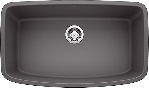 Miniatura 8 de BLANCO 441610 Valea - Fregadero de antracita súper individual, 32 pulgadas de largo x 19 pulgadas de ancho