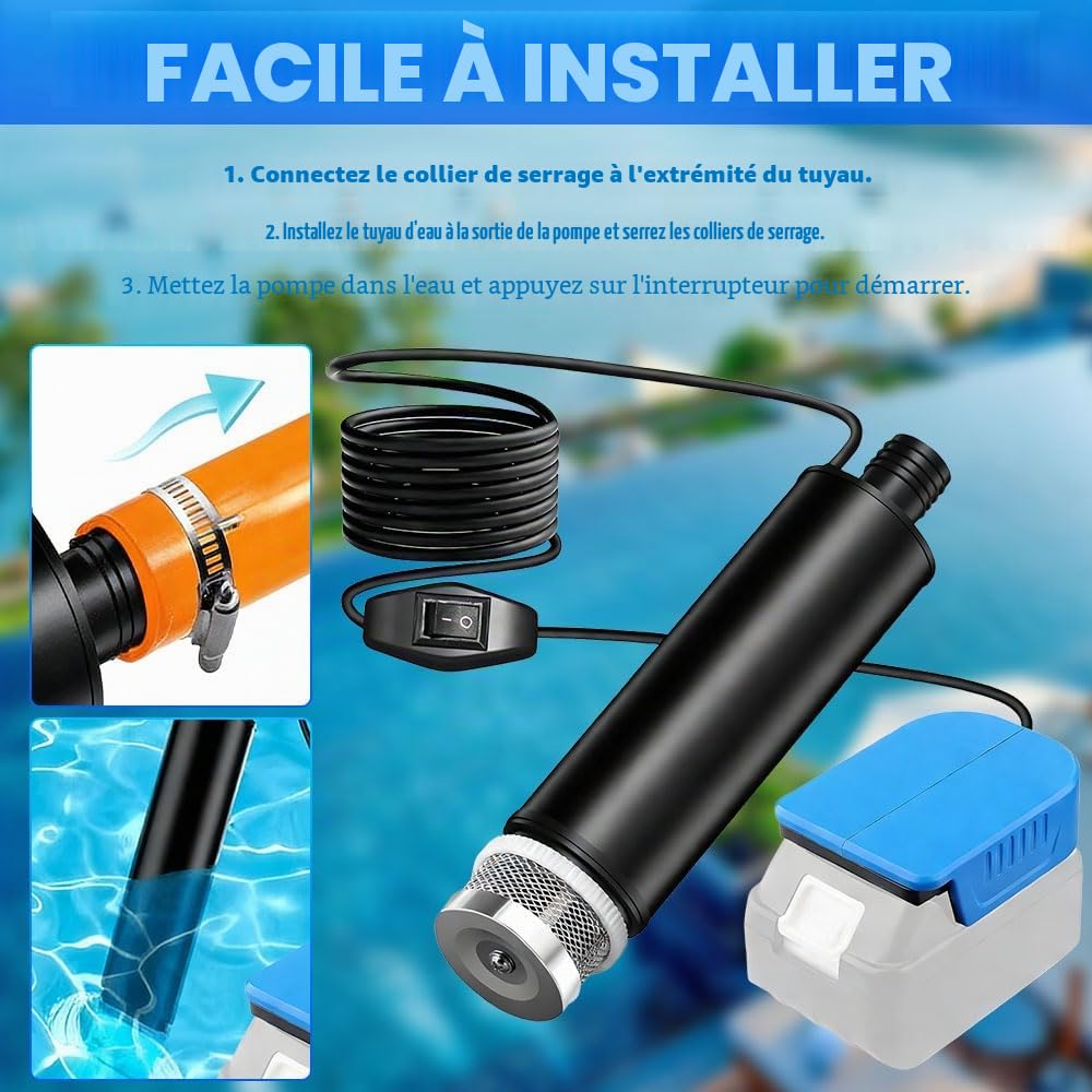 Pompe a Eau Sans Fil pour Batterie Makita 18V, 100W 20V Portable Pompe a Eau Batterie, 635 GPH pour Douche de Jardin, Flaque, Camping, Camping-Car, Cale, Aquarium