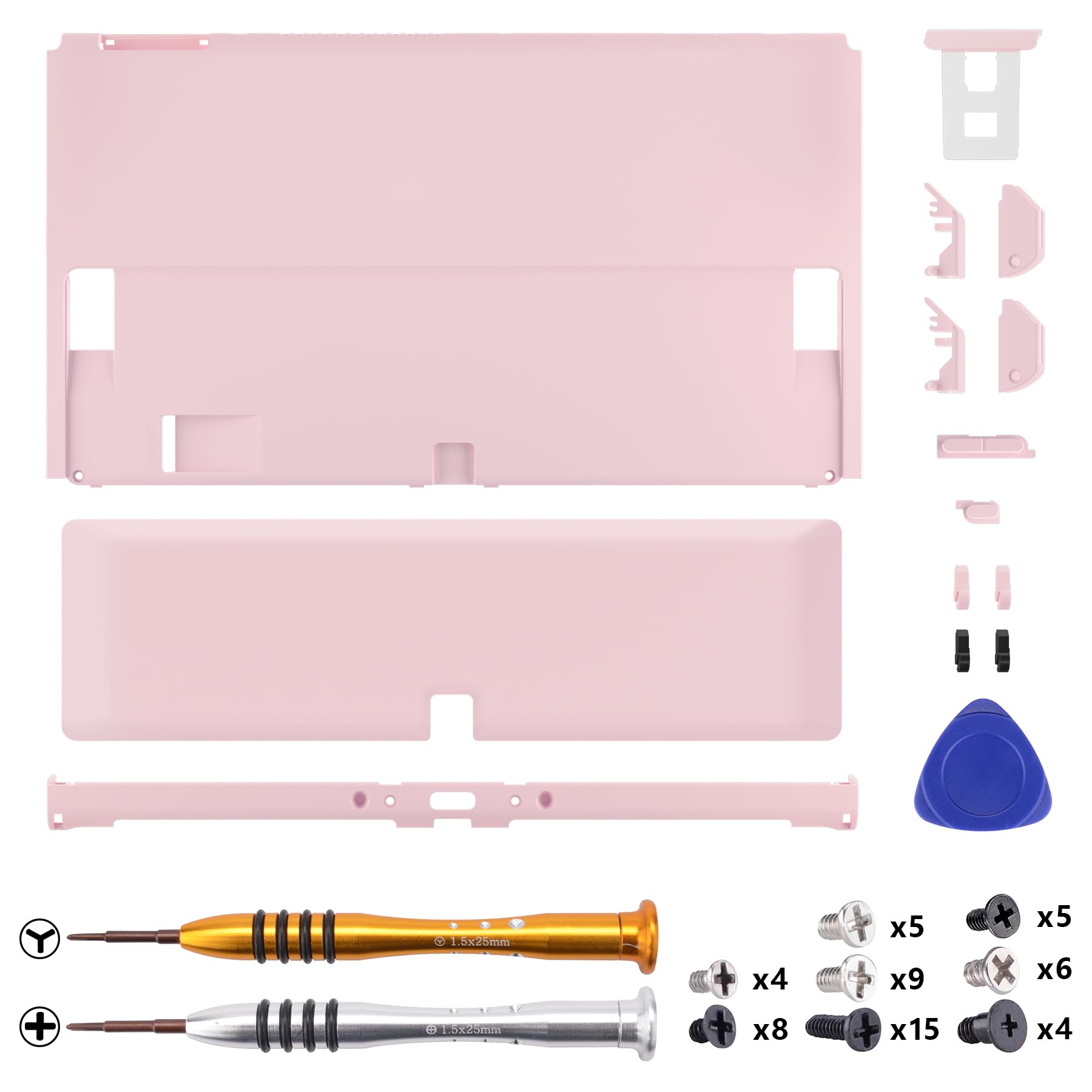 eXtremeRate Coque Arrière de Replacement pour Nintendo Switch OLED Console, Coque Arrière Personnalisé avec Béquille pour Switch OLED, Coque Joycon Non Incluses, Rose Cerise