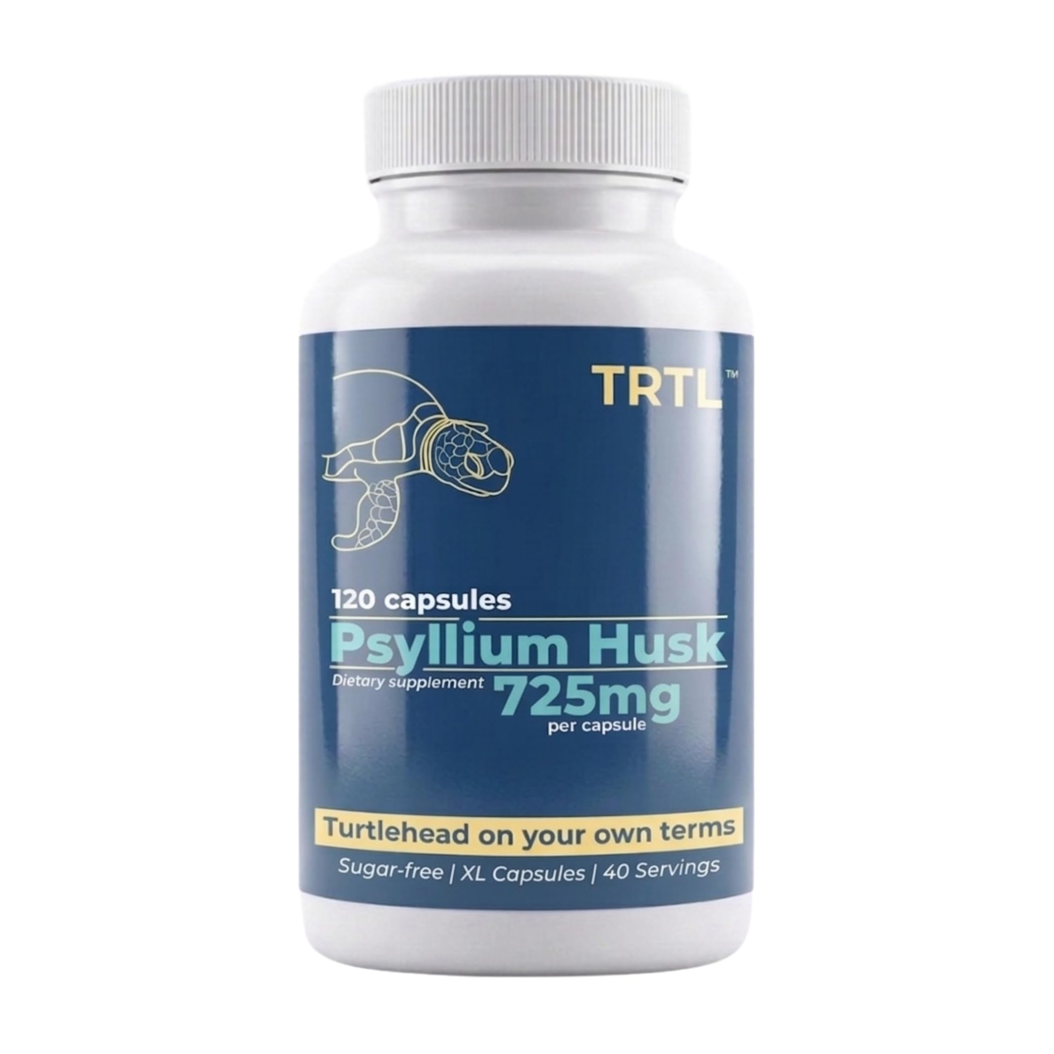 TRTL Psyllium Husk Capsules – 120 ct | Fiber Supplement for Gut Health Support & Digestive Regularity | Packaged & Tested in USA, Non-GMO | 2.2g Fiber per Serving