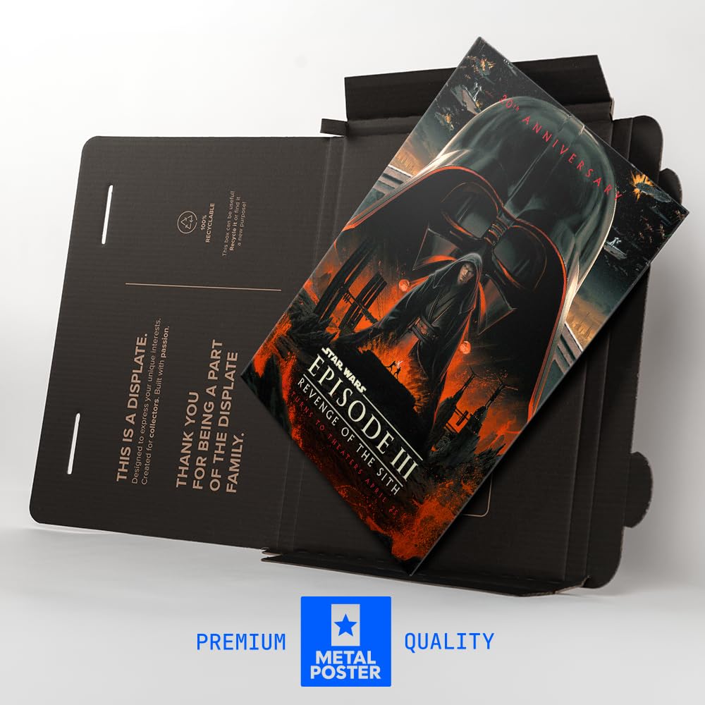 Displate Poster in metallo Star Wars – La vendetta dei Sith 20° compleanno – Episodio III Saga Galaxie – Regalo da collezione – Decorazione da parete Premium Poster di film – 32 cm x 45 cm