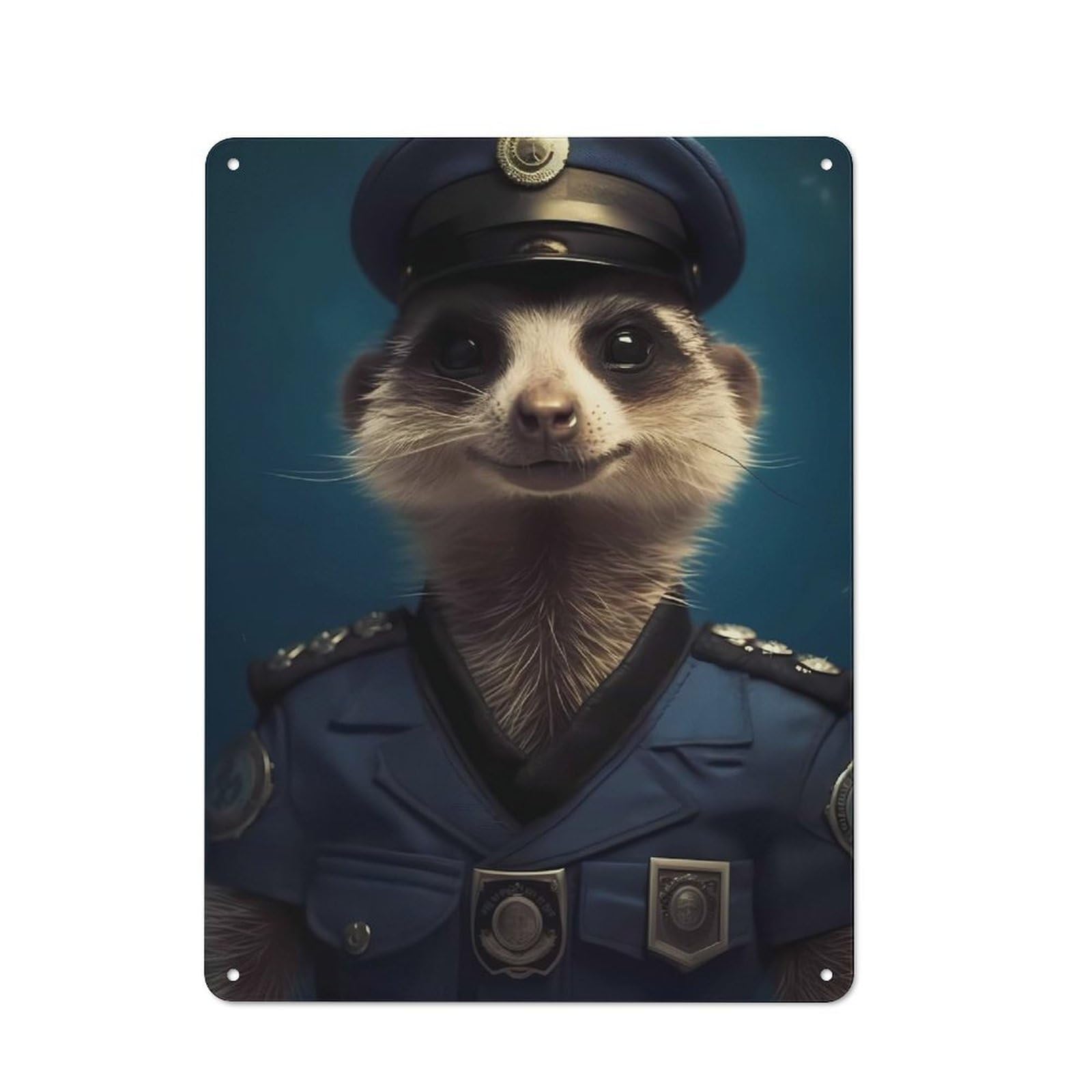 Junmoney Meerkat Police Bistro Style Cafe Metal Sign 40X30cm Featuring Restaurant Wall Art For Takeaway, Bar, Kitchen Or Counter Area