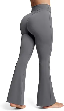 Olmlmt Flare Leggings for Women Butt Lifting - Crossover High Waisted Buttery Soft Gym Workout Yoga Pants