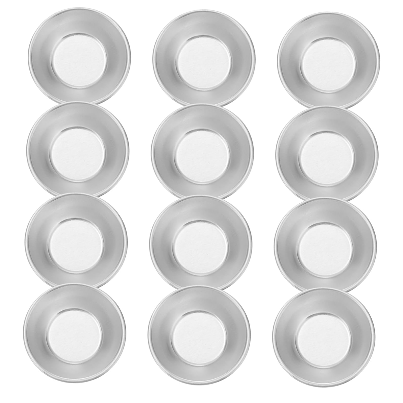 BRIGHTFUFU 25Pcs Aluminum Alloy Baking Molds Non Stick Round Tart Pans for Egg Tarts Mini Muffin Cups Reusable Bakeware for Cookies Silver Finish