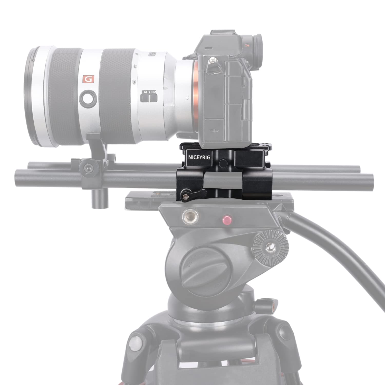 NICEYRIG Arca 545 Plaque de Base Standard à Double Trou avec Pince de Rail de 15 mm, Tige réglable en Hauteur pour trépied d'appareil Photo Universel Arca Standard 15 mm Rod