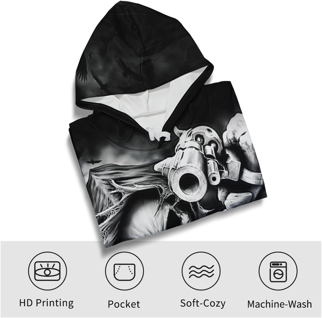 Hoodies Men Skull 3D Graphic Print Sweatshirts Pullover Tops with Pocket - Image 3