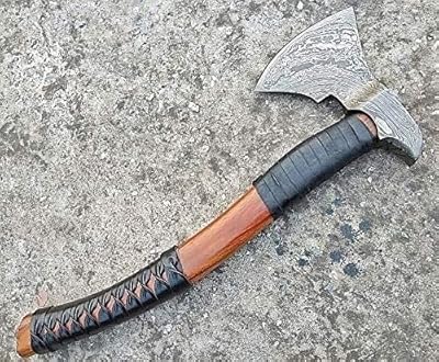 WARIVO KNIFE Viking Axe Custom Handmade Stainless Steel Axe Gorgeous Solid Rose Wood Handle