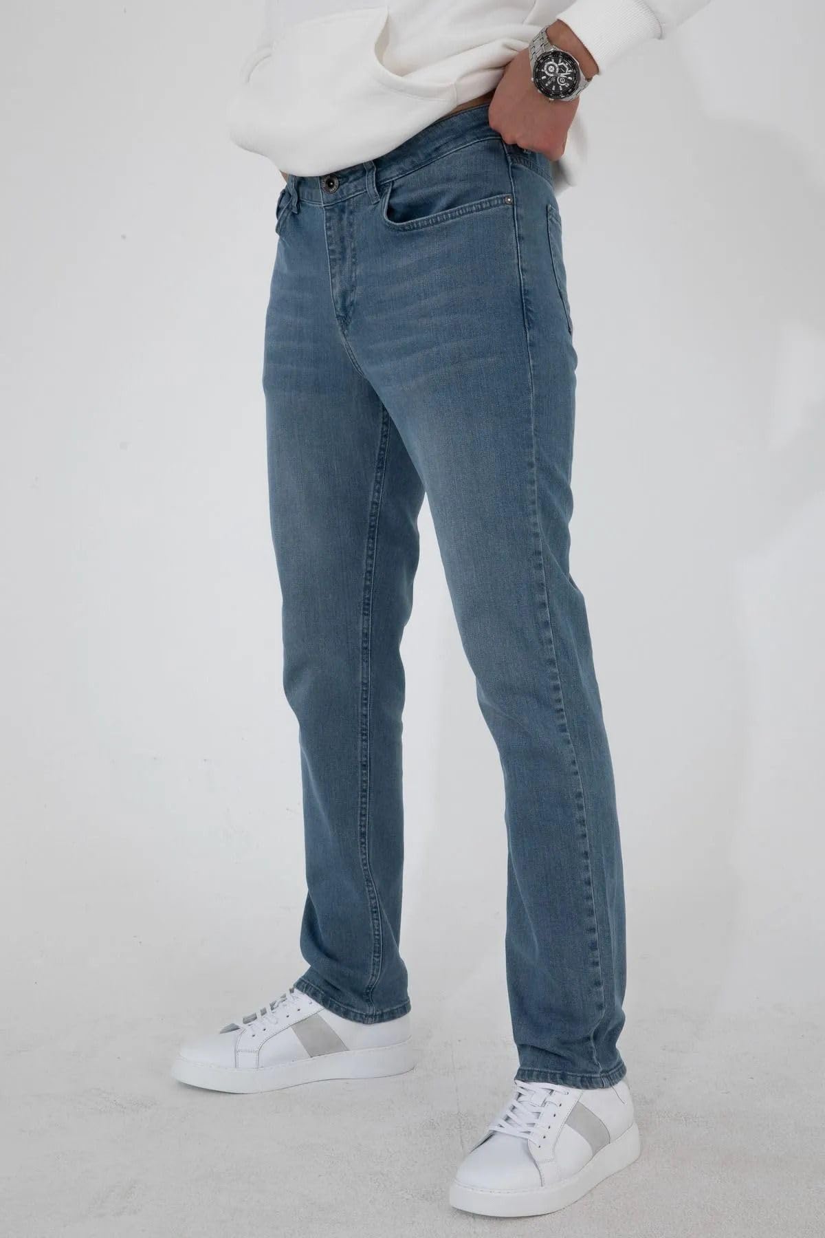 HALAT'S Herren Regular Fit Lycra Jeans Pipe Leg Casual Cut Jeans Hose