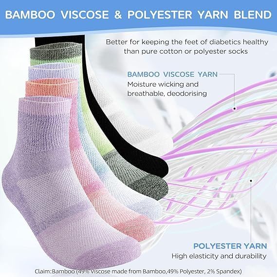 Bulinlulu Bamboo Viscose Diabetic Socks, 6 Pairs Non Binding Ankle Socks, Reinforced Toe, Size 6-9/9-11/13-15 - Image 5