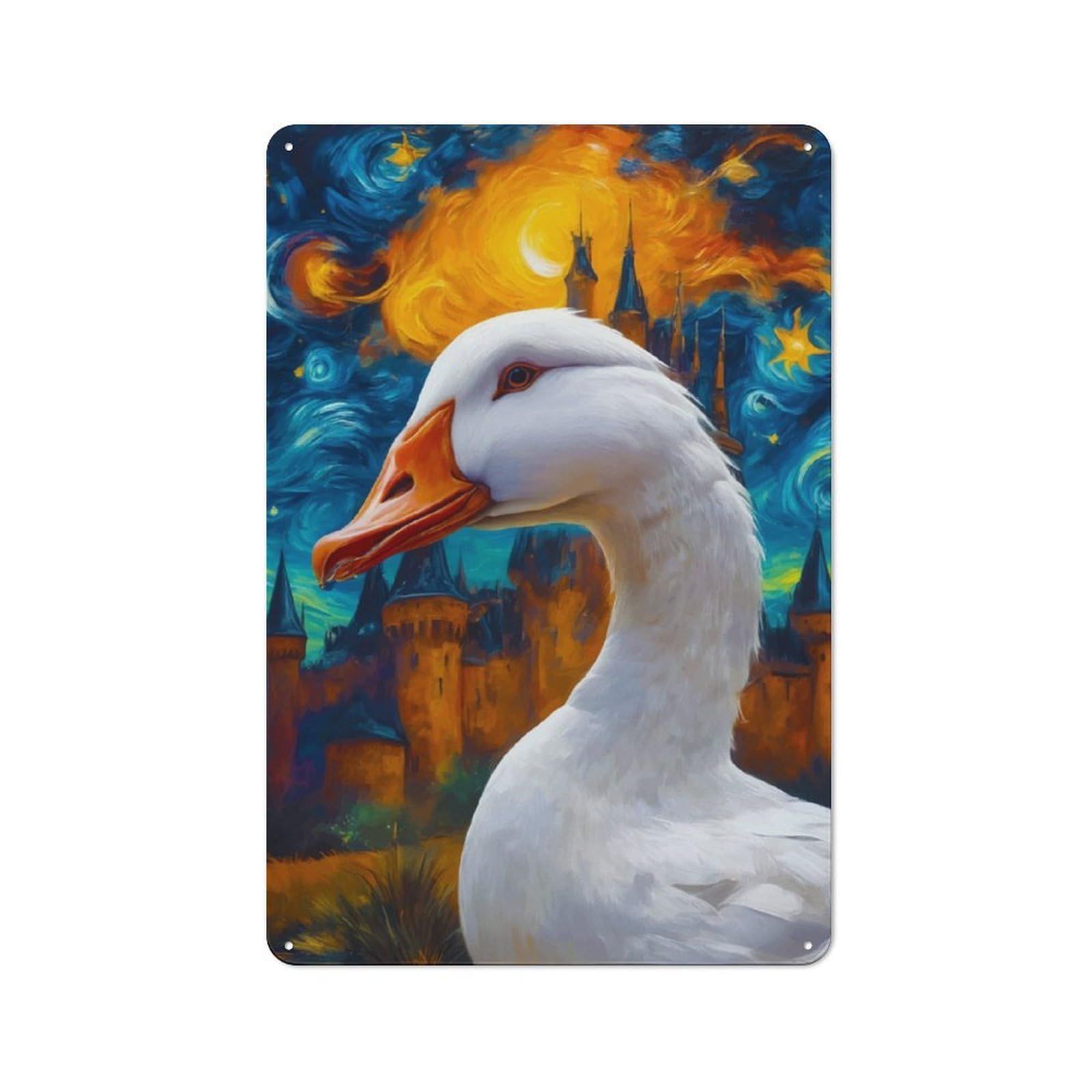 Junmoney The Castle Night Duck Vintage Metal Sign 30X20cm For Pub Or Café, For Collectors Of Vintage Metal Wall Decor