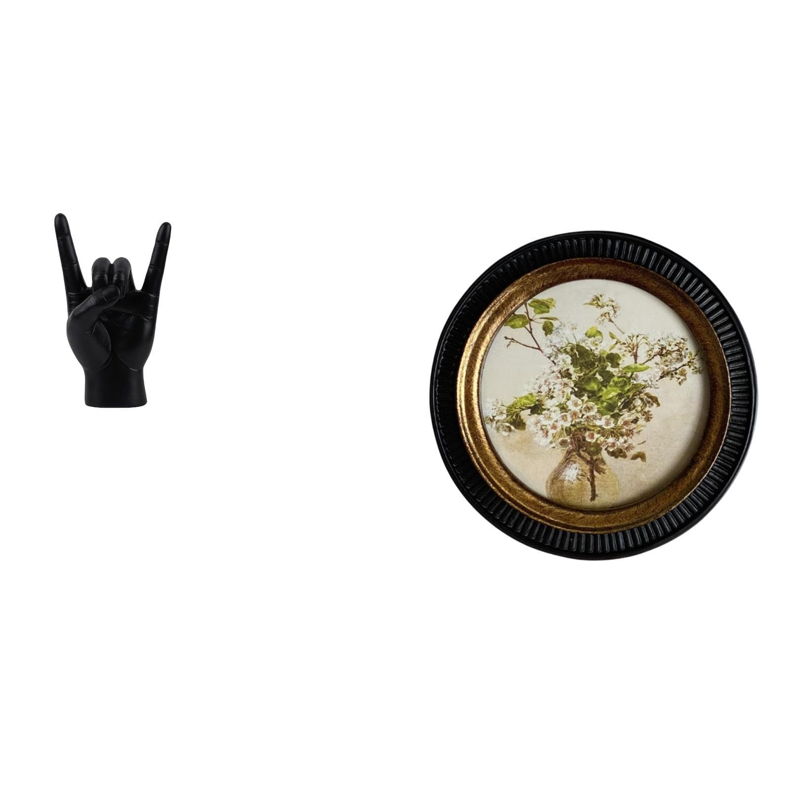 SECRET DESIRE Rock Gesture Sculpture Embossed Resin Frame Antique Decorative Hand Sign Creative Finger Statue Ornate Wall Hanging Picture Display for Apartment Bedroom Restaurant Retro Home Decor-image-47
