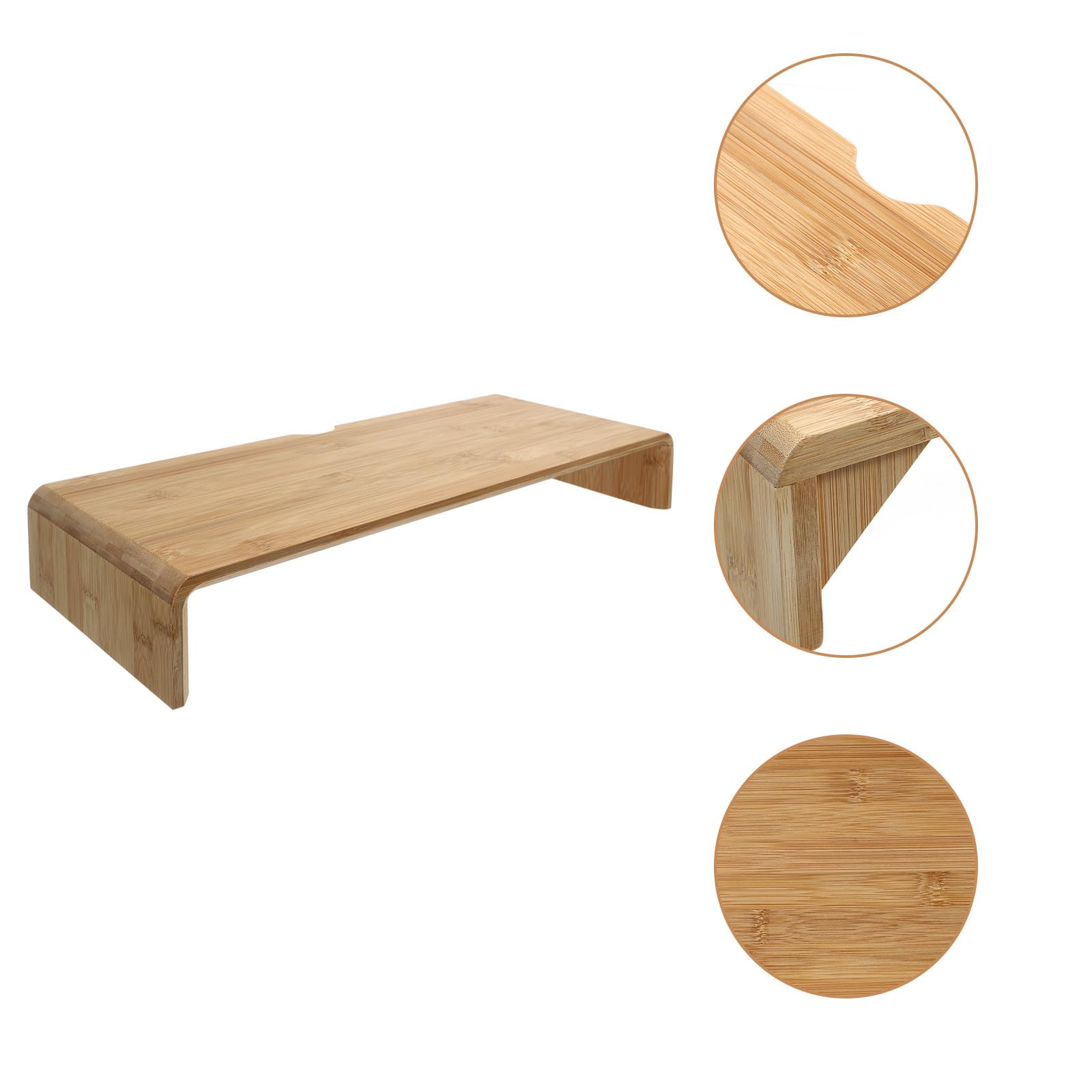 Supporto per Monitor in Bambù, Alzatina da Scrivania Spazio Organizzato | Stile Semplice e Pratico, per Ufficio e Scuola, Design Essenziale Ingombro Ridotto