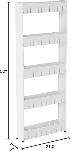 Miniatura 8 de Lavish Home carrito de almacenamiento deslizable de 4 niveles, delgado, con ruedas