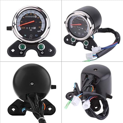 Miniatura 6 de Aramox Velocímetro dual - Pantalla digital universal para motocicleta, odómetro doble, velocímetro, color negro