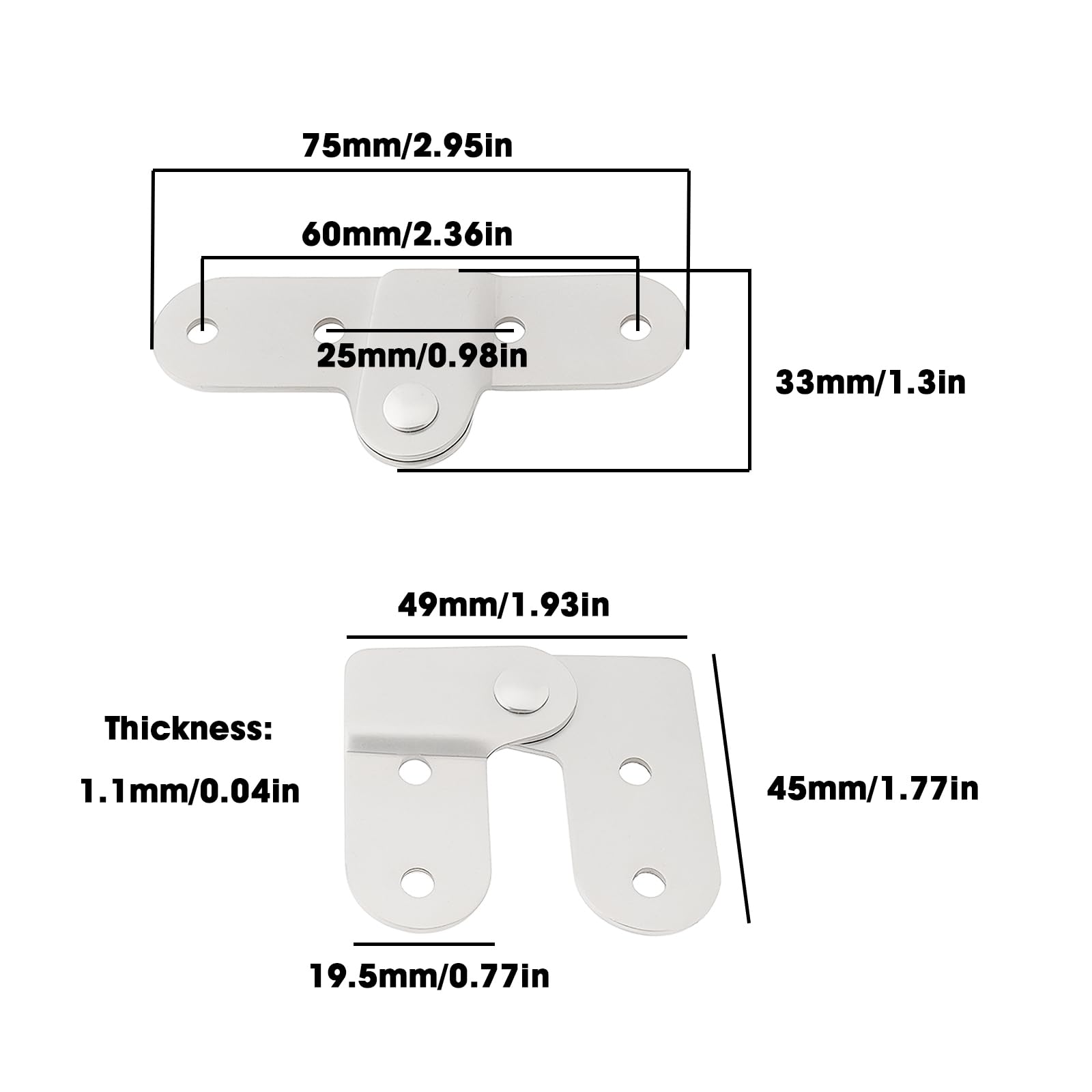 OTOTEC 2pcs 180° Heavy Duty Folding Hinges 75x33mm Suitable for Ladder Folding Table Furniture - Image 4