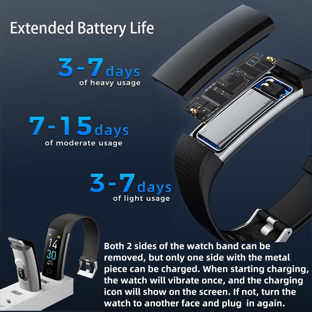 Fitness Tracker with Heart Rate Monitor/Step Counter/Calories, Activity Tracker Smart Watch Slim Smart Bracelet Sleep Monitor, IP68 Waterproof, Pedometer Health Tracker for Man Women - Image 4