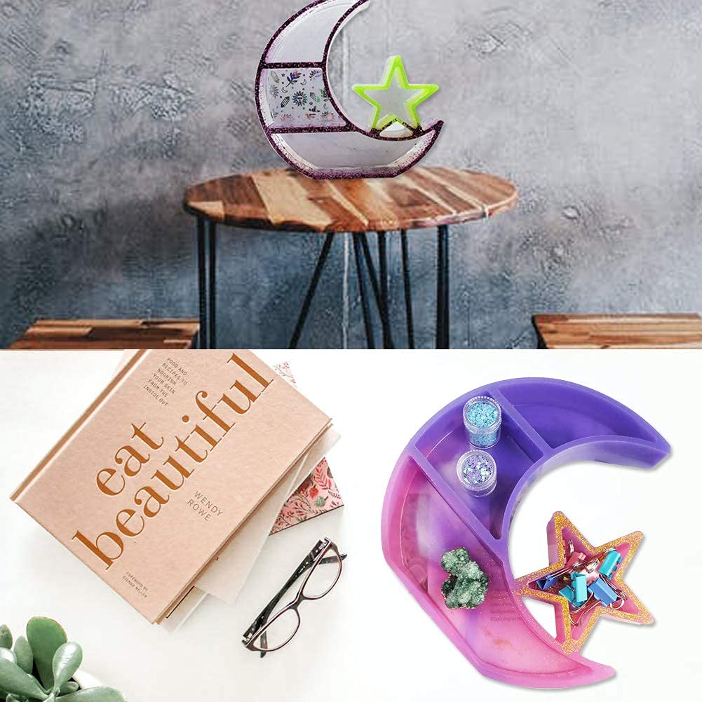 Moon Star, organizer per gioielli, in resina, a mezzaluna, in silicone, per espositori, per fai da te, in resina e accessori per la casa
