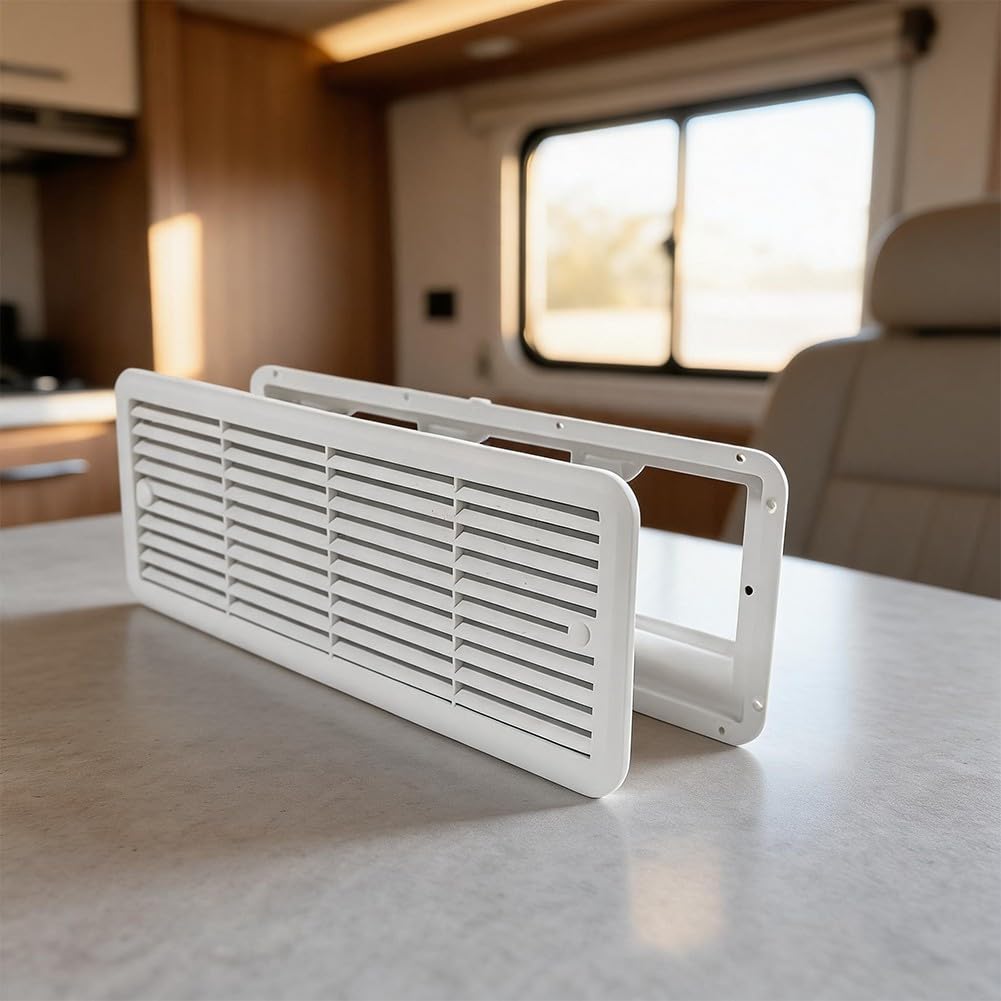 Ventilador lateral RV silencioso para frigorífico, 480 mm, plástico, para color blanco, negro para camper (blanco)