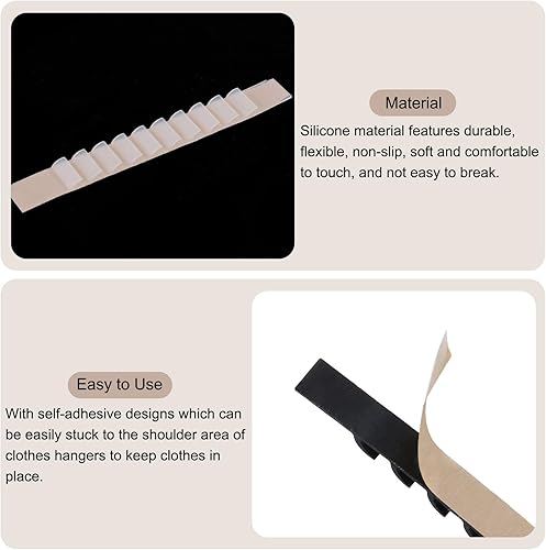 Miniatura 10 de uxcell 50 tiras adhesivas de silicona antideslizantes para colgar ropa para perchas de madera y plástico, color negro (3.54 x 0.39 pulgadas)