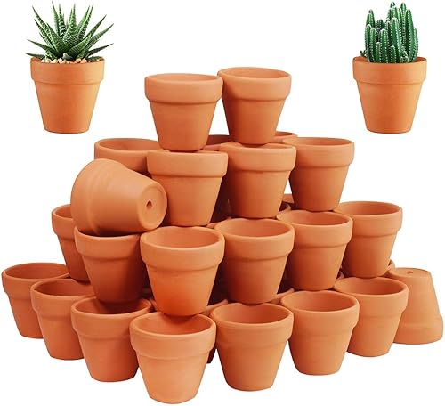 72 macetas pequeñas de arcilla – Maceta de terracota de 2 pulgadas, maceta de cerámica, maceta de terracota de flores de terracota, macetas para